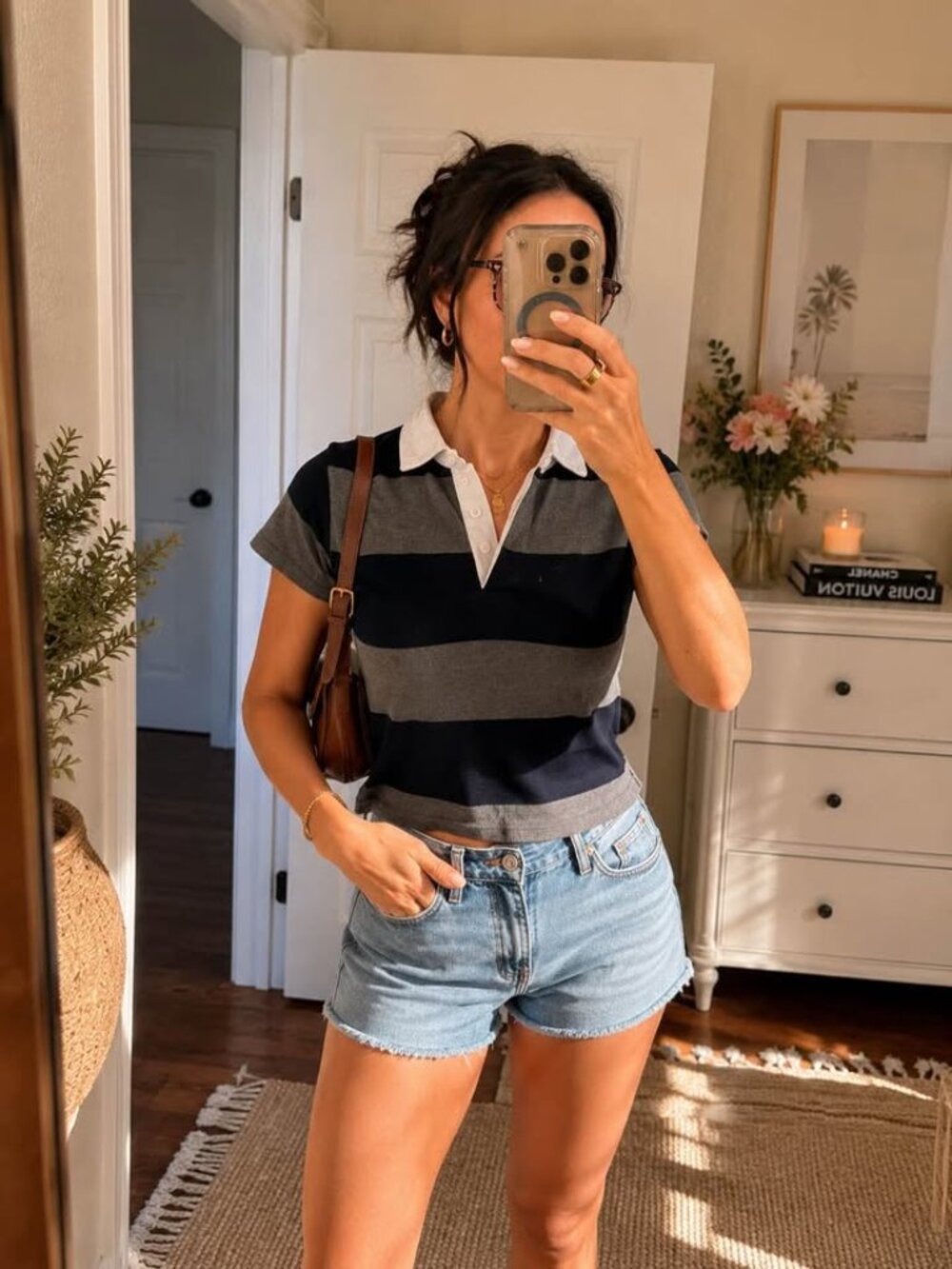Brandy Melville Striped Rugby Polo Top